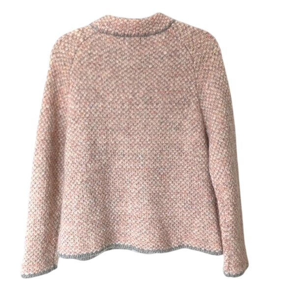 Pendleton Wool Alpaca Mohair Blend Pink Tweed Zip-Up Cardigan Sweater Size L - Picture 4 of 5